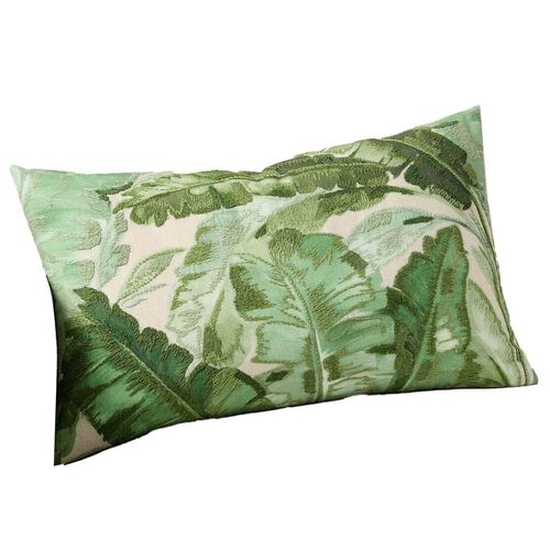 Pottery Barn Vintage Islands Palm Emb Lumbar Cushion Cover 66cm Green